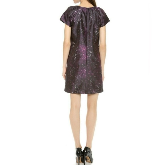 Club Monaco Black Ophelia Galaxy Space Print Silk Shift Dress Size 00 - Picture 2 of 16